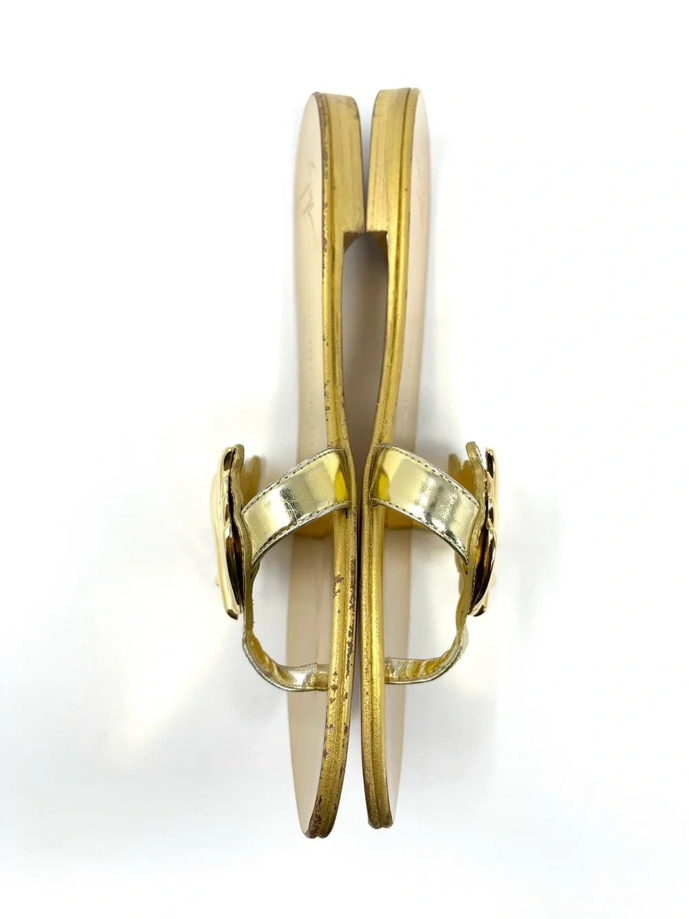 Giuseppe Zanotti Gold Cruel Summer Wing Flat Leather Thong Sandals 36.5 6.5